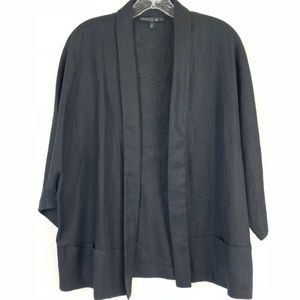 Lafayette 148 Black Linen Open Front Blazer Jacket